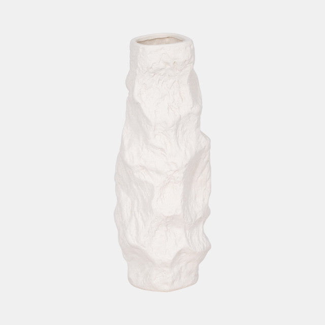 Jagged Textured Vase White