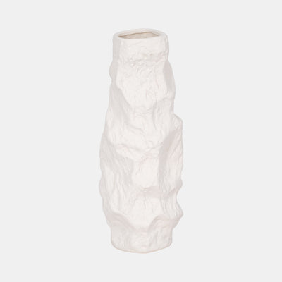 Jagged Textured Vase White