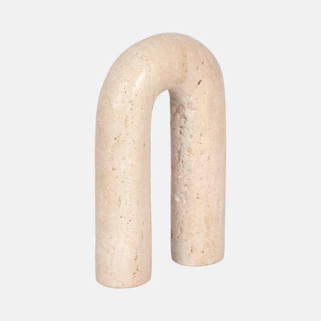 Rounded Travertine Arch Object Tan