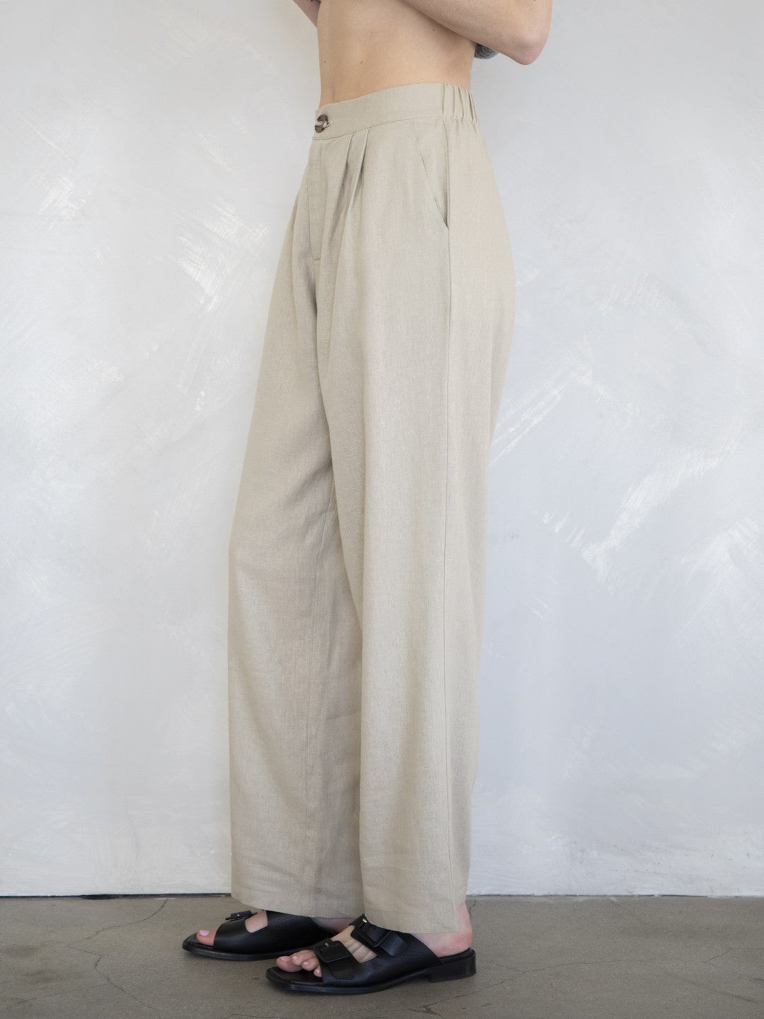 Linen Pleated Pants L