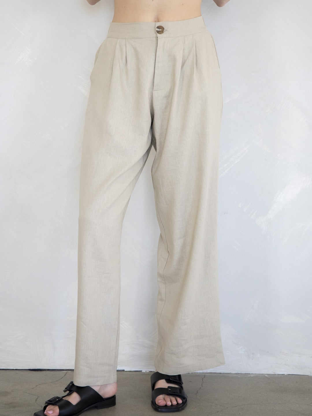 Linen Pleated Pants L