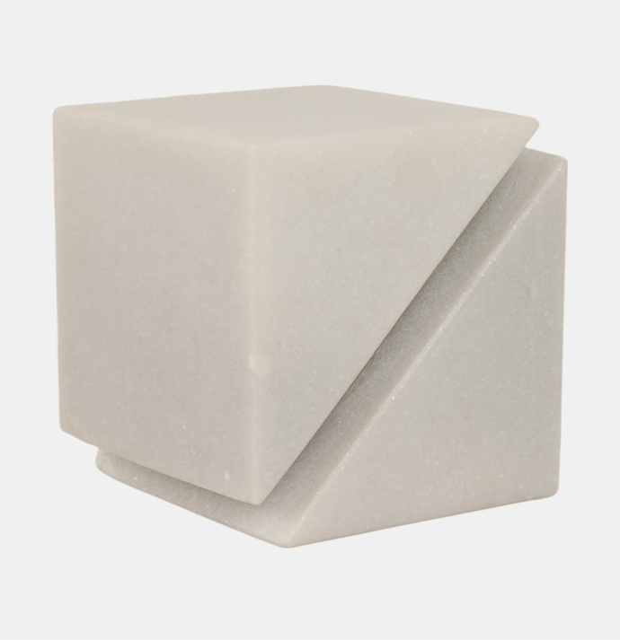 Cut Marble Cube White