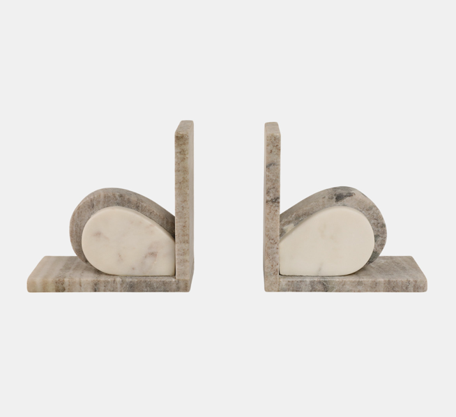 Geometric Travertine Marble Bookend