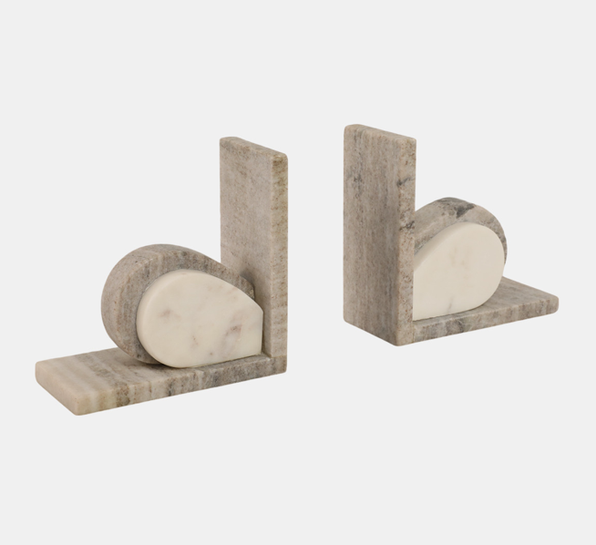 Geometric Travertine Marble Bookend