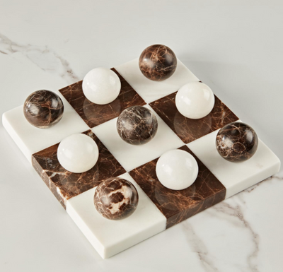 Marble Tic Tac Toe White Beige