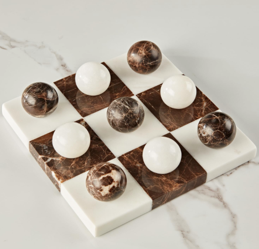 Marble Tic Tac Toe White Beige