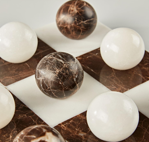 Marble Tic Tac Toe White Beige