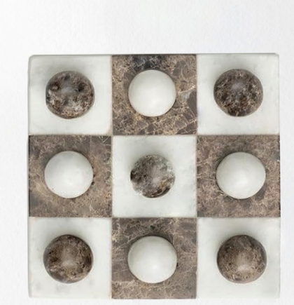Marble Tic Tac Toe White Beige