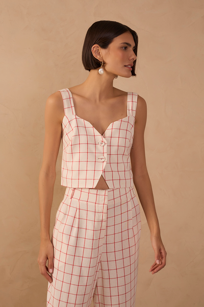 Alison Top Red Off White
