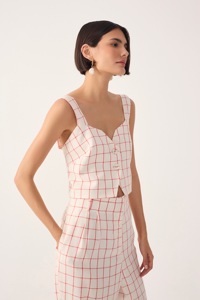 Alison Top Red Off White