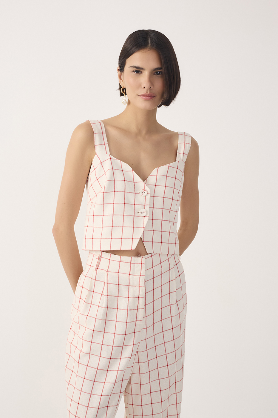 Alison Top Red Off White
