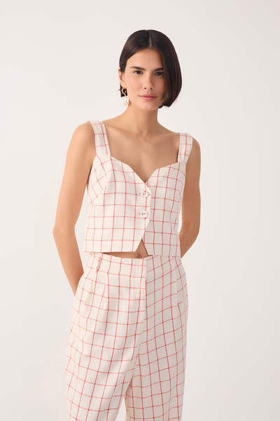Alison Top Red Off White