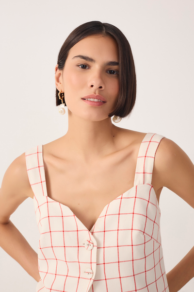 Alison Top Red Off White