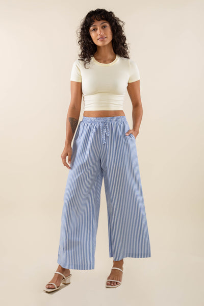 Savannah Striped Culotte Pant Sky Ivory