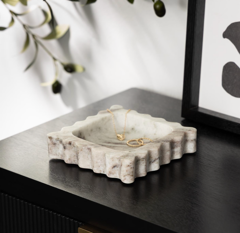 Tray Gray with Brown Marble