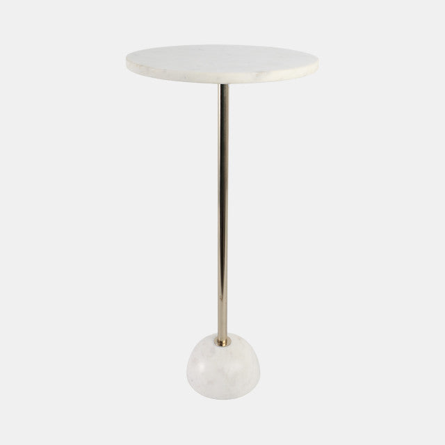 Marble Ball Base Accent Table White Gold