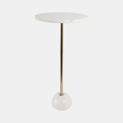 Marble Ball Base Accent Table White Gold