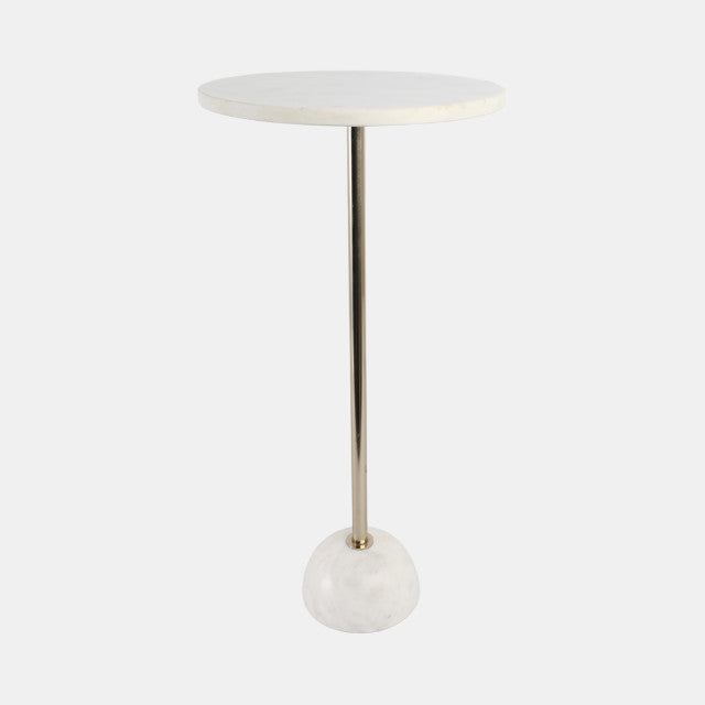 Marble Ball Base Accent Table White Gold