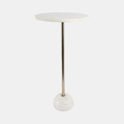 Marble Ball Base Accent Table White Gold