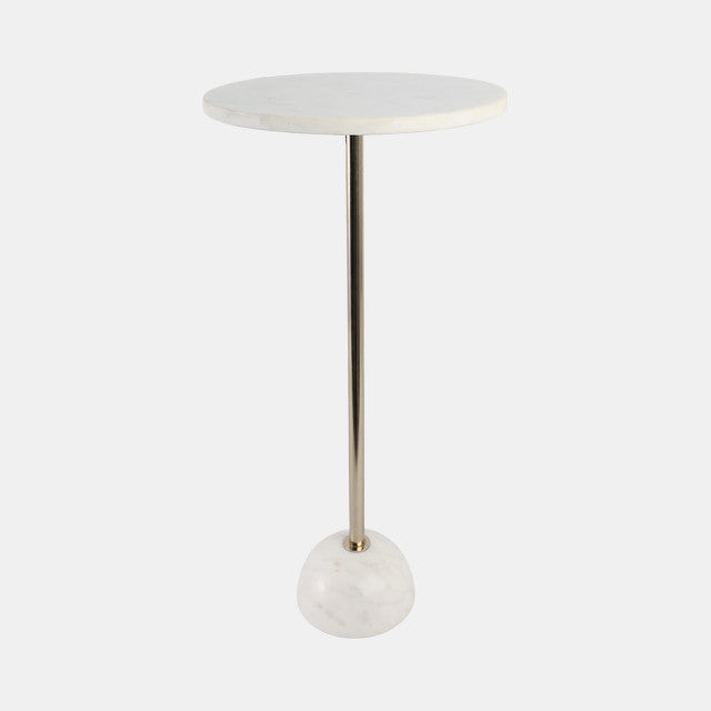 Marble Ball Base Accent Table White Gold