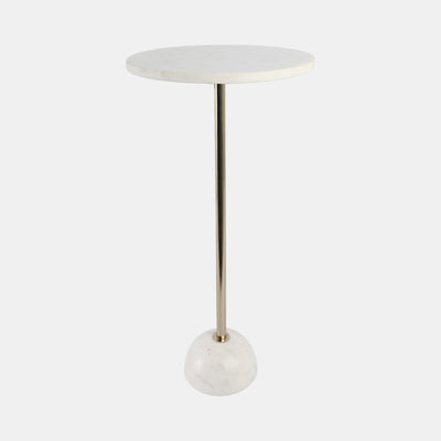 Marble Ball Base Accent Table White Gold