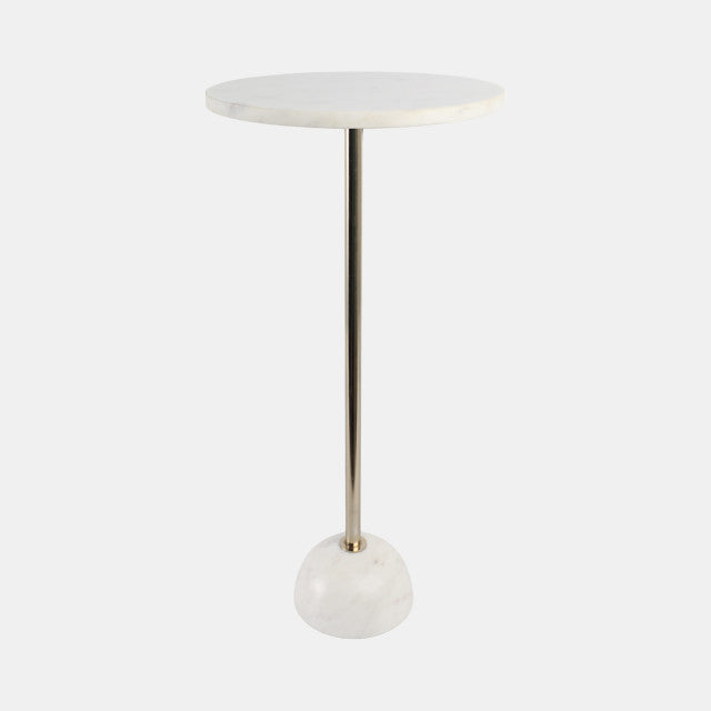 Marble Ball Base Accent Table White Gold