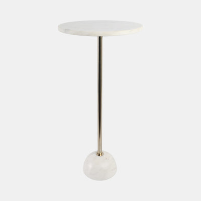 Marble Ball Base Accent Table White Gold