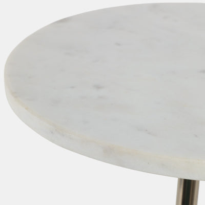 Marble Ball Base Accent Table White Gold