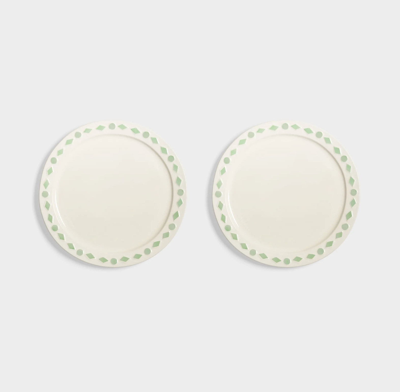 Plate Folk Mint Large set of 2