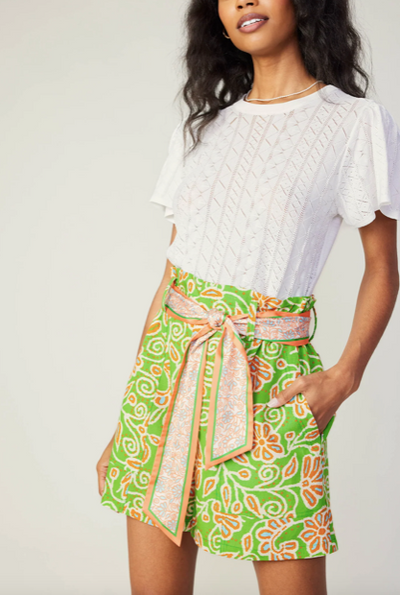 Belted Floral Patterned Short Multi