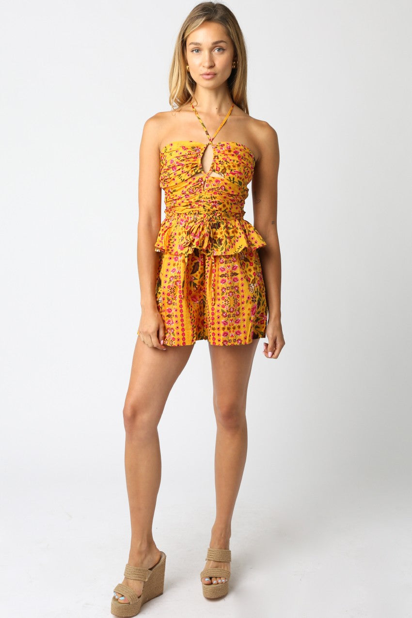 Lillian Ruffle Romper Yellow Multi Floral