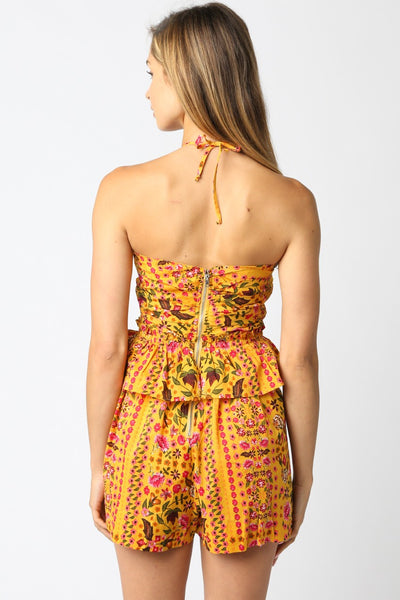 Lillian Ruffle Romper Yellow Multi Floral
