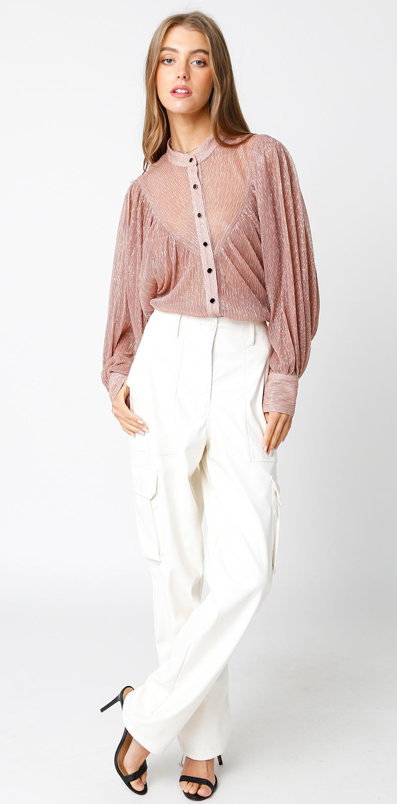 Nyla Glitter Shirt Dk Blush