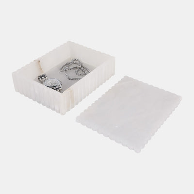 Ribbed Alabaster Box White