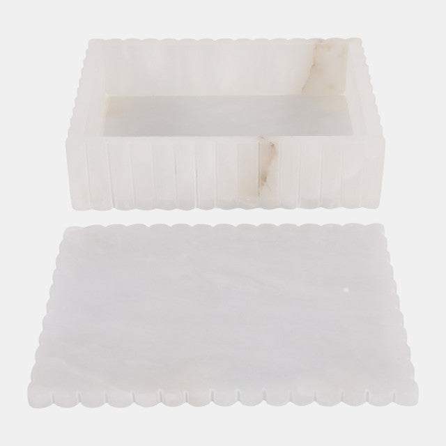 Ribbed Alabaster Box White