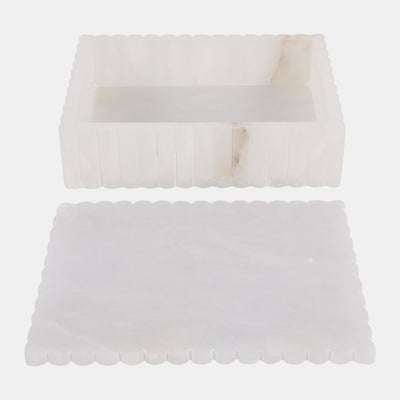 Ribbed Alabaster Box White