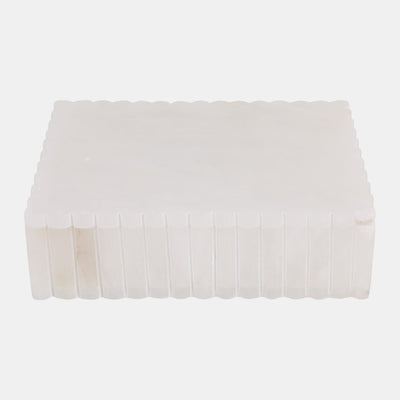 Ribbed Alabaster Box White