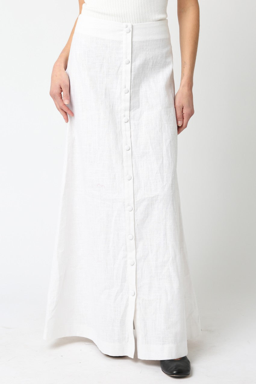 Finjie Button Skirt White