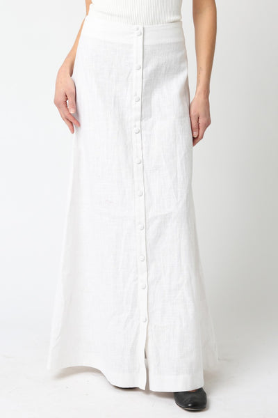 Finjie Button Skirt White