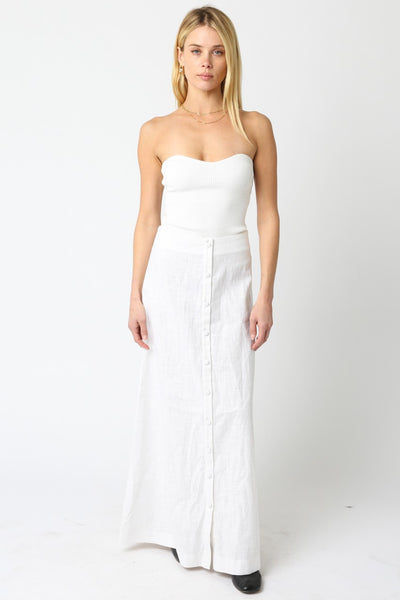 Finjie Button Skirt White