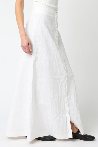Finjie Button Skirt White