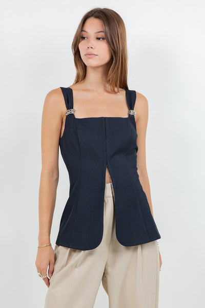Corset Metal Trim Navy