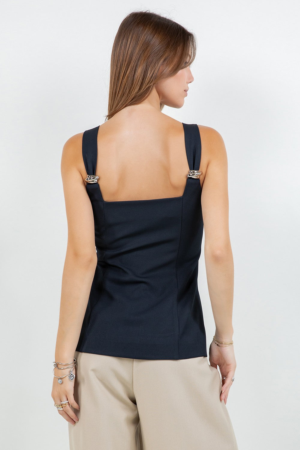 Corset Metal Trim Navy