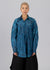 Printed Organza Oversized Shirt Blue