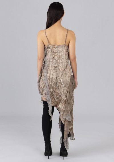 Asymmetric Satin Crinkle Dress Brown Moonstone