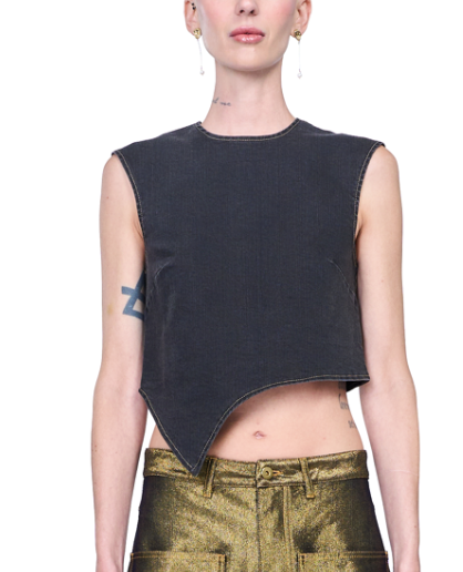 Asymmetric Denim Top Black