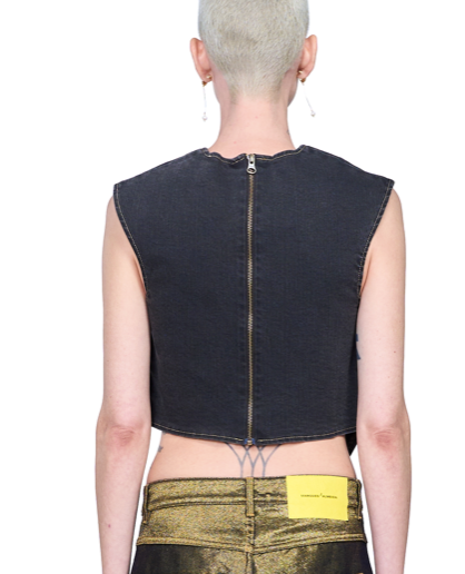 Asymmetric Denim Top Black