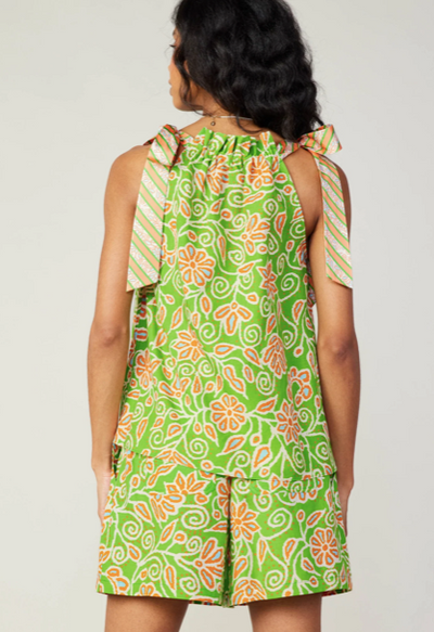 Striped  Bow Floral Top Multi