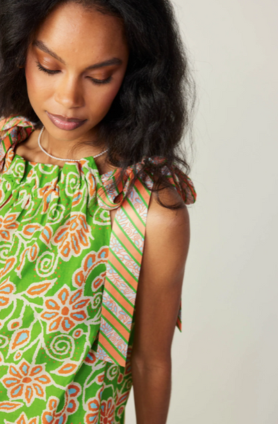 Striped  Bow Floral Top Multi