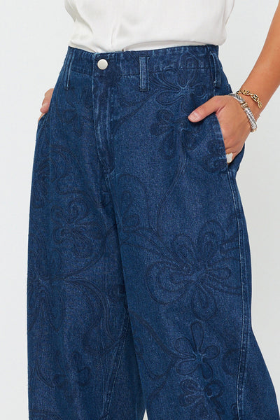 Flower Pant Barrel Denim